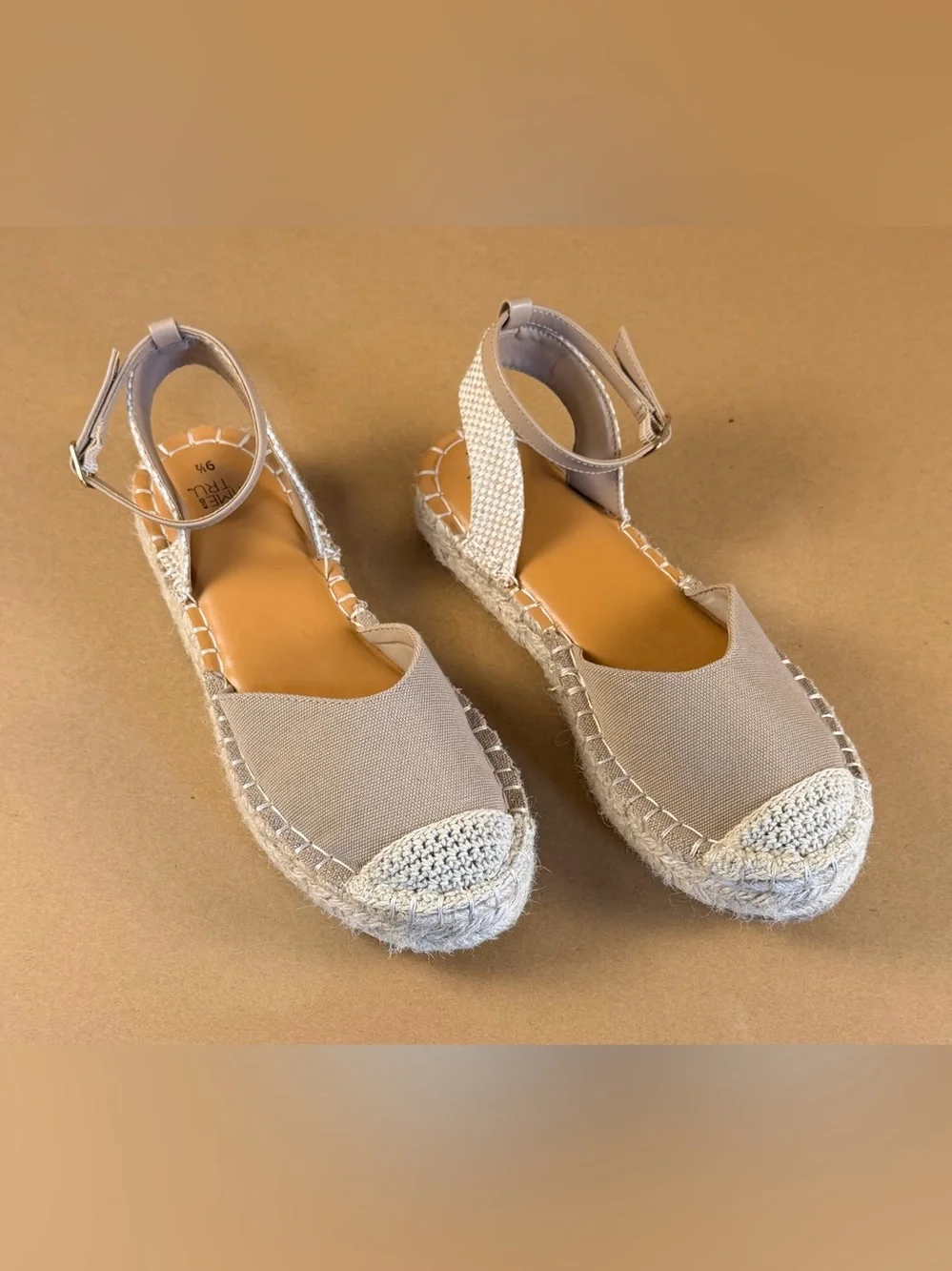 Time and Tru Beige Woven Espadrille Platform Sandals